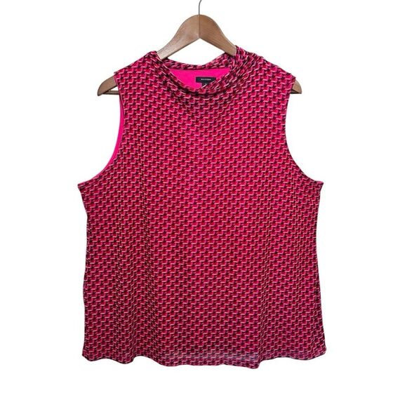 Halogen Pink Geometic Sleeveless Career Plus Size‎ Top, 2X - Picture 2 of 7